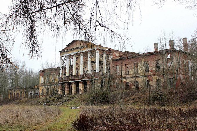 в полуразрушенном Ропшинском дворце