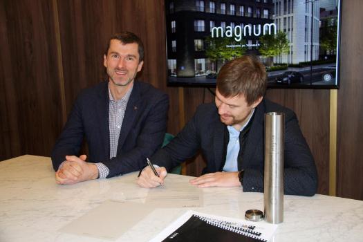 Торжественная церемония заливки первого куба бетона в клубном доме Magnum