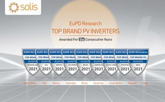 Высокое качество инверторов Solis отмечено знаком Top PV Brand 2021 на пяти континентах