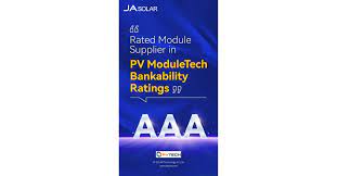 JA Solar получила максимальный рейтинг AAA согласно PV ModuleTech Bankability Rankings